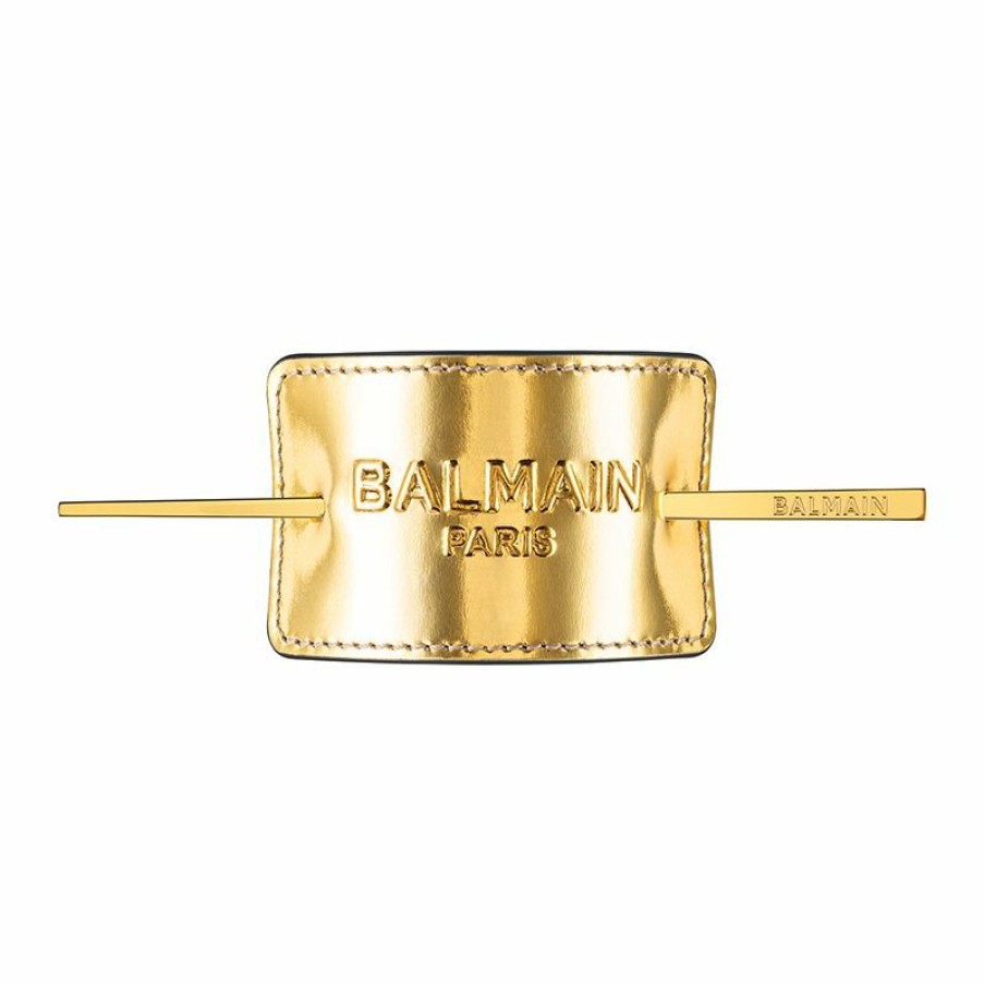 Haar Accessoires Balmain Hair | Genuine Leather Signature Hair Barrette Gold