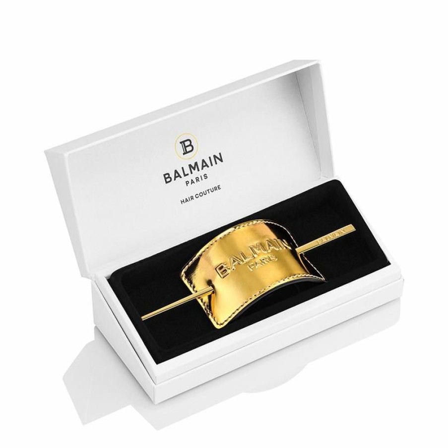 Haar Accessoires Balmain Hair | Genuine Leather Signature Hair Barrette Gold