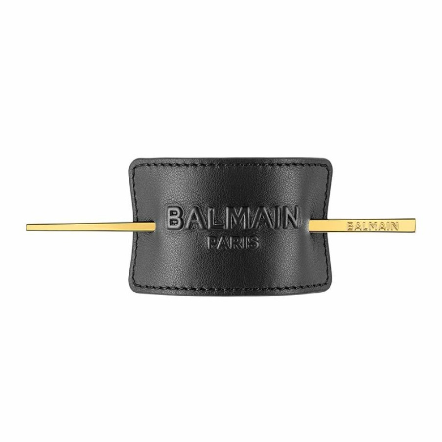 Haar Accessoires Balmain Hair | Genuine Leather Signature Hair Barrette Black